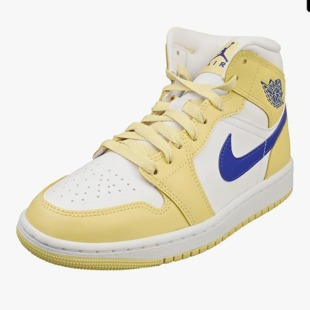 Nike Air Jordan 1 Mid in Lemon, Lapis and White - Picture 2 of 7